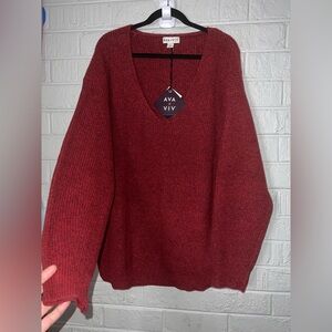 NWT AVA & VIV XXL 1X 2X 3X Women’s sweater V neck plus size XXL 2X 3X ✨